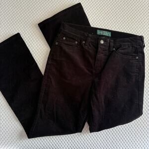 Ralph Lauren Bootcut Corduroy Pants 6 6P P6 Black Boot Cut Western Prep Capsule
